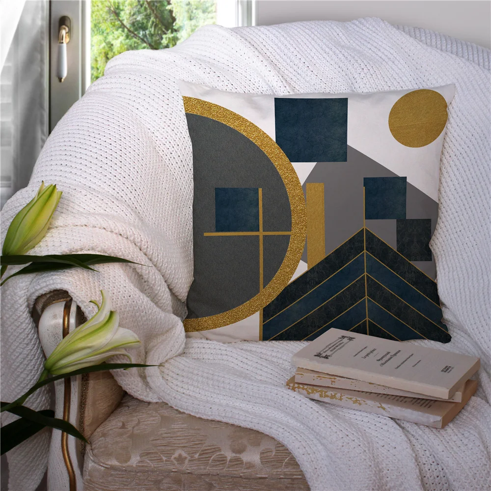 

Custom Gold Silver Navy Blue Pillowcase Cushion Cover Home Decor Hotel Car Seat Backrest Sofa Pillow Case 211207-10