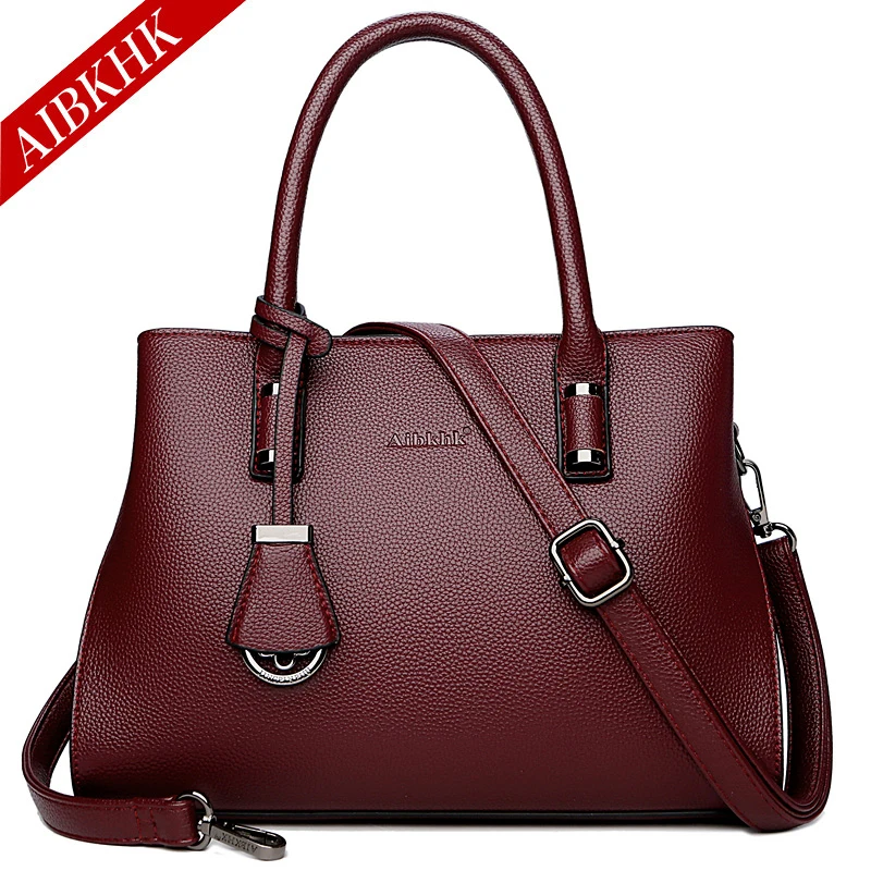 S9212-Burgundy Роскошные Сумки женские Сумки Дизайнерская кожаная сумочка черная Наплечная Сумка с принтом женские ручные сумки винтажные сумки из телячьей кожи сумка - Цвет: S9212-Burgundy
