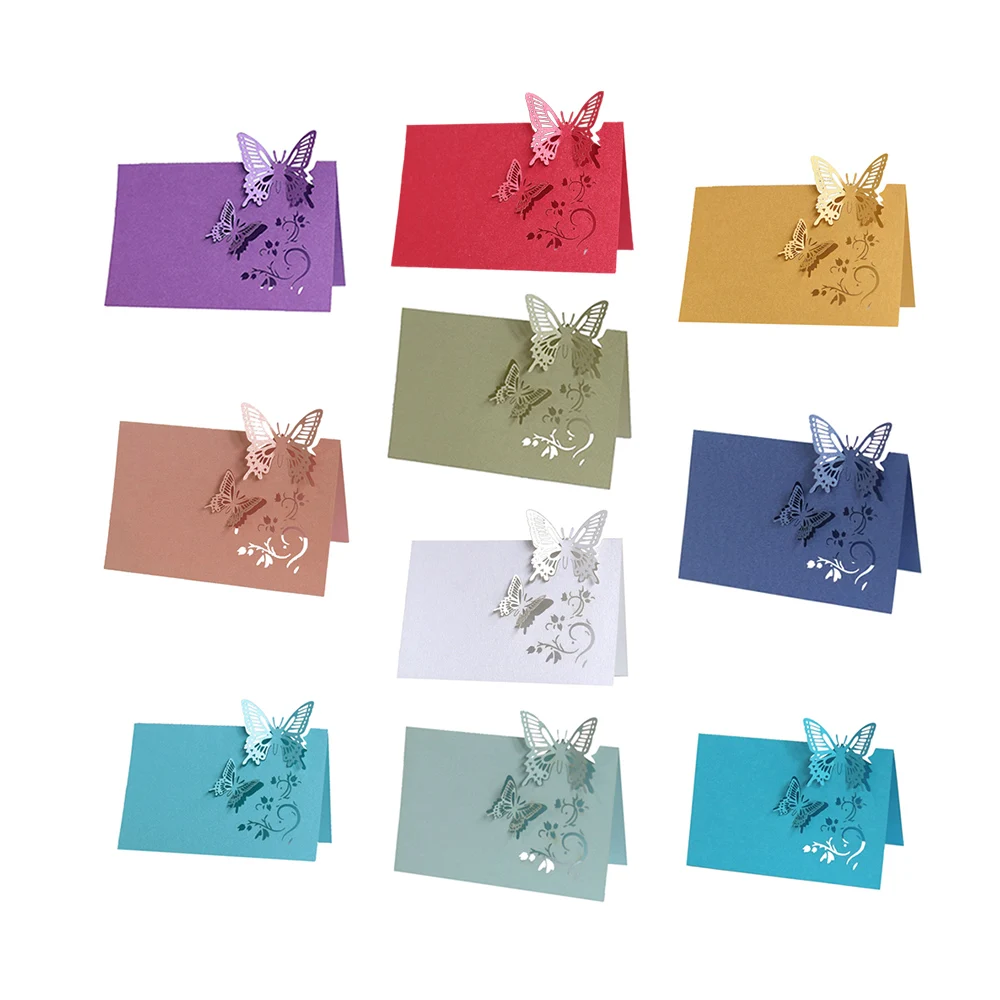 50 шт. декоративные карточки в форме бабочки с лазерной резкой|Открытки и