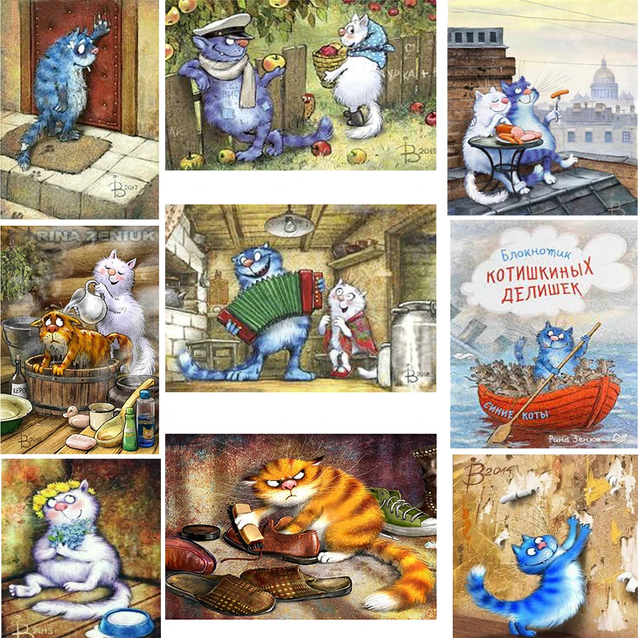 

Cartoon Cat Washing Shoes Picture 5D DIY Diamond Painting Square/Round Full Drill Mosaic Cross Stitch Kit Artist Home Decoration