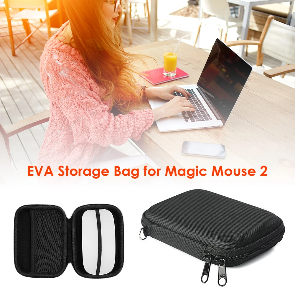 

Carrying Case Waterproof Shockproof Hard Carry Pouch Bag Hand Strap Black Carrying Cover Bag for Apple Magic Mouse 2