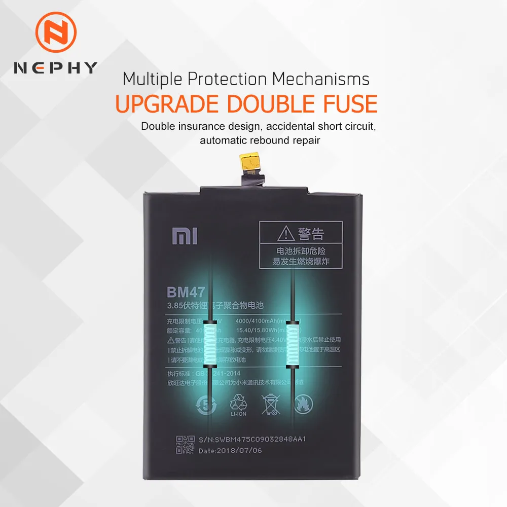 Новый оригинальный аккумулятор Nephy BM47 для Xiaomi Redmi 3 3S 3X 4X Pro|Аккумуляторы мобильных