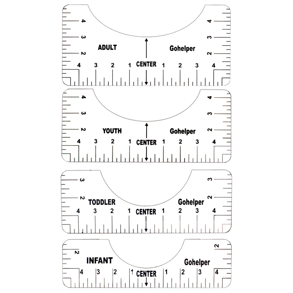 

4 Pieces T-Shirt Vinyl Alignment Ruler Tool Art Ruler With Guide Tool For Fashion Design T-Shirt Placement Ruler White