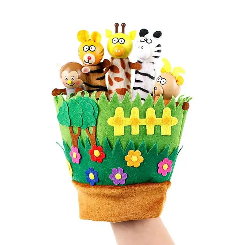 

Lovely Cartoon Animal Finger Doll Hand Puppets Glove Baby Early Education Toy Forest Animals with Cloth