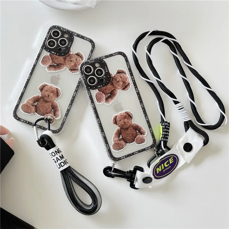 

Cute Cartoon Frog Cat Makeup Mirror With Lanyard Girl Hard Case For Iphone 11 12 13 Pro Max 7 8 Plus Xr X Xs Phone Cover Fundas
