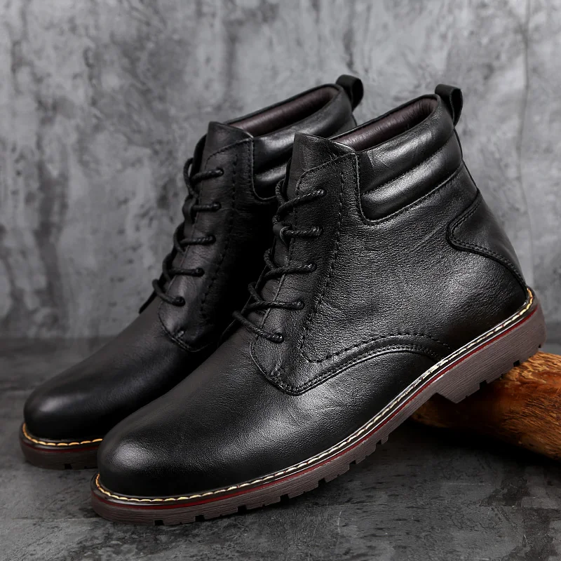 Брендовые мужские зимние ботинки плюшевые теплые мотоциклетные Нескользящие