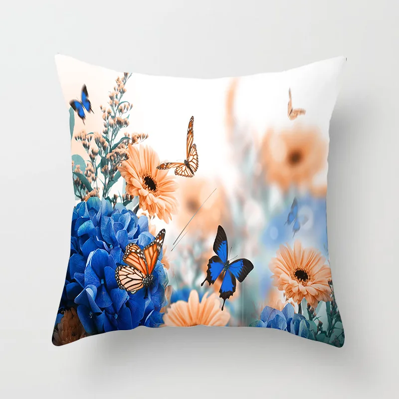 

2020 Home Decor Butterfly Flower Pillow Cover Decorative Microfiber Sofa Car Seat Throw Pillow Case Ins Cushion Covers 18x18inch