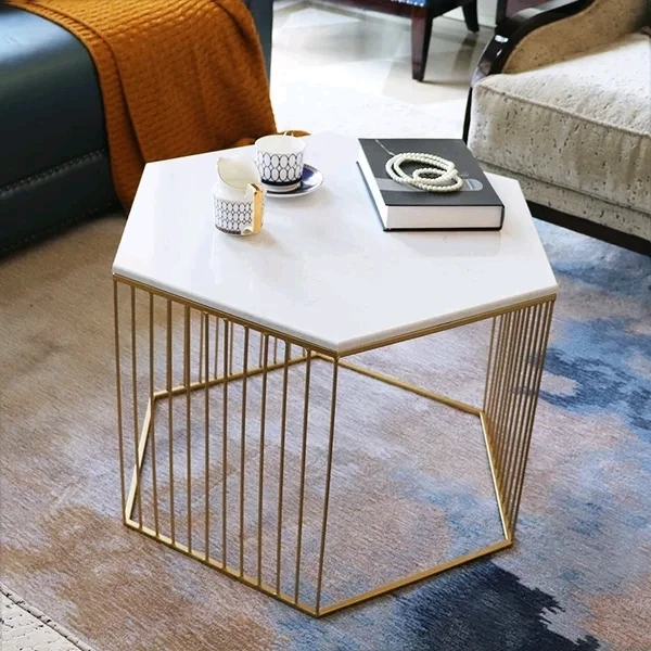 

ChinaFurniture manufacturing factory, Nordic light luxury marble tabletop, creative stainless steel base coffee table