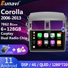 Автомагнитола Eunavi, 6 ГБ, 128 ГБ, Android 11, стерео, 2 Din, DVD, GPS, для Toyota Corolla 2007 - 2011