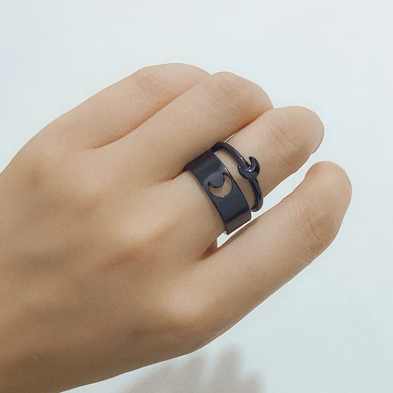 

Couple Ring Set Moon Hollow Western Style Cherry Hollow jewelry Loving Hollow Couple Ring Alloy Ring Couple 2 Piece Set