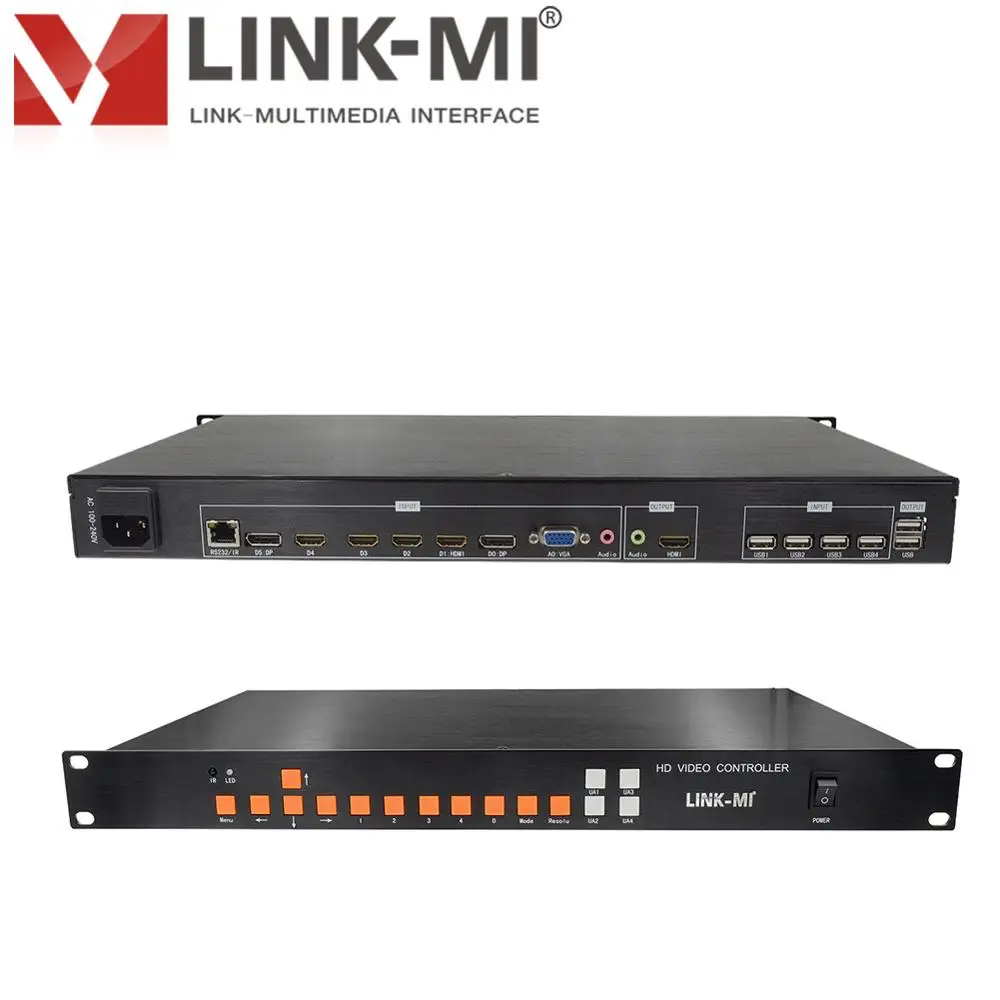 LINK MI 4K 4X1 мульти просмотр видео мультиплексор Ультра HD синтезатор HDMI + VGA DP вход RS232