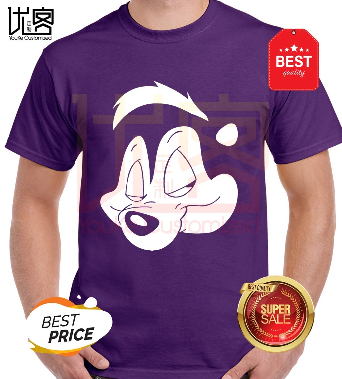 Мужская футболка с мультяшным принтом Pepe Le Pew Новинка лета 2020 Стильная мужская из