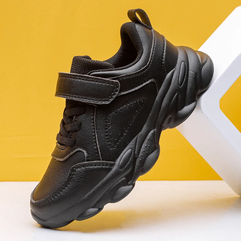 

Sport Kids Sneakers Children Casual Shoes For Boys Sneakers Girls Shoes Leather Anti-slippery Hook&Loop School Footwear 2021
