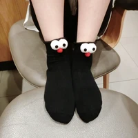 3 pairs of womens socks funny big eyes solid color candy color curled socks japanese trend cute cartoon summer socks