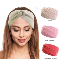 women solid headband hair bands elastic turban winter warm polar fleece headwrap hair accessories for girls striped bandanas