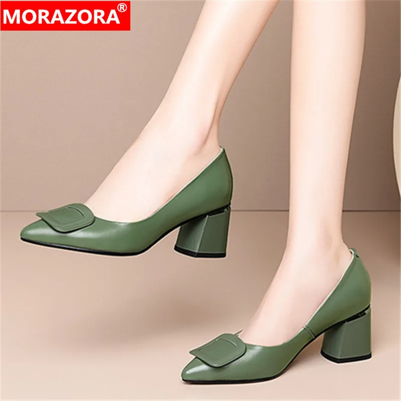 MORAZORA/2020 г. Модные женские туфли лодочки большие размеры 34 45 на низком каблуке из