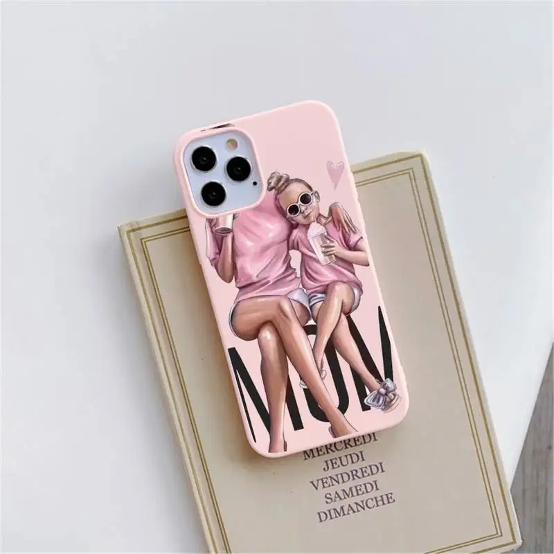 

Fashion Super Dad Mom Baby Girl Phone Case Candy Color for iPhone 6 6S 7 8 11 12 XS X SE 2020 XR mini pro Plus MAX funda