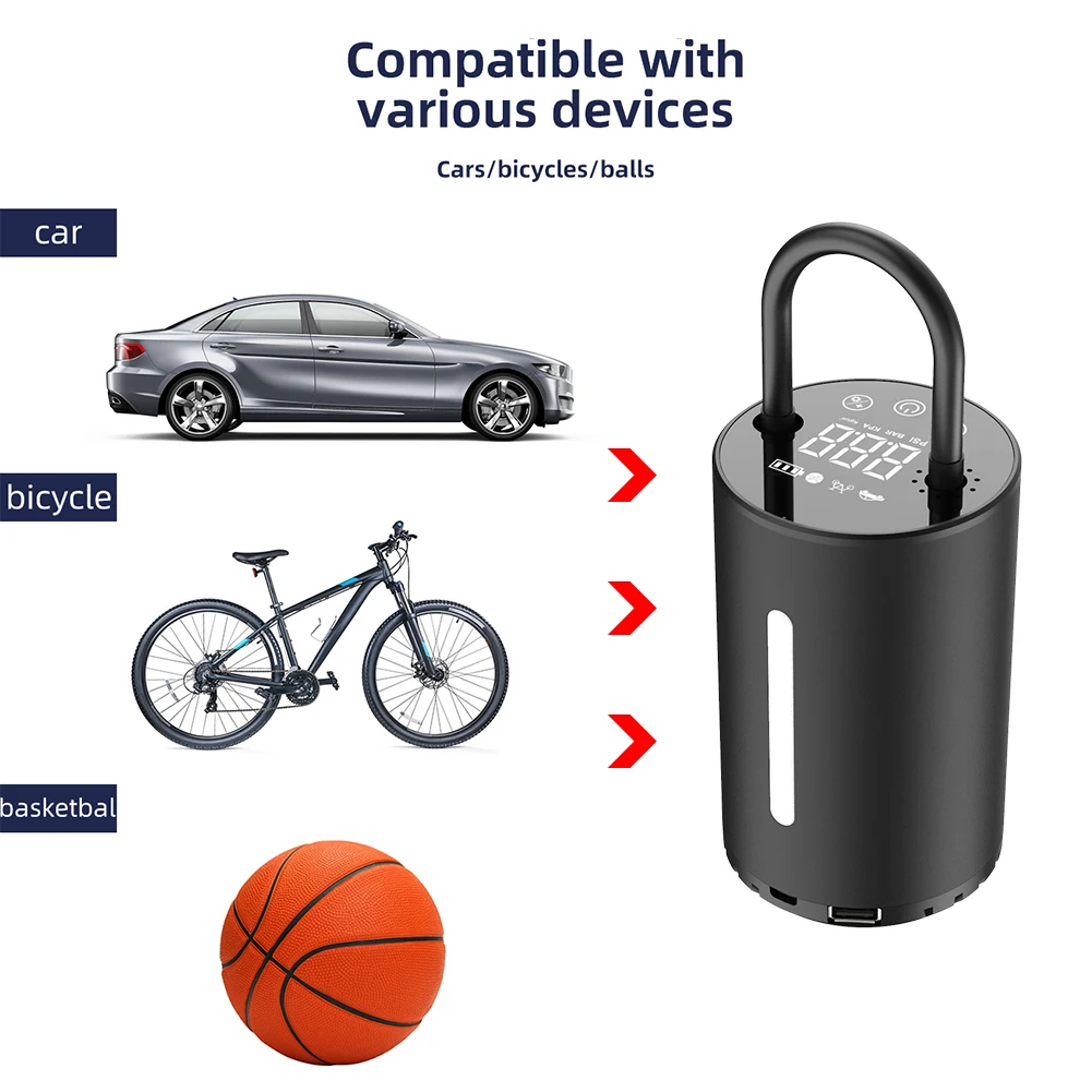 

150 PSI Car Air Compressor Inflator Pump With LED Lamp For Car Motorcycle BicyclesTire Inflatable Wireless Electric Air Pump