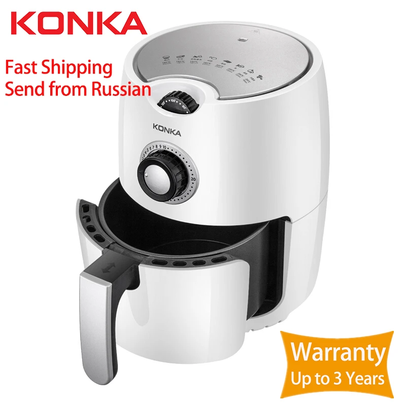 KONKA 2.5L многофункциональная воздушная фритюрница для курицы без масла, фритюрница для здоровья, фритюрница для пиццы, умная сенсорная электрическая фритюрница с ЖК-дисплеем