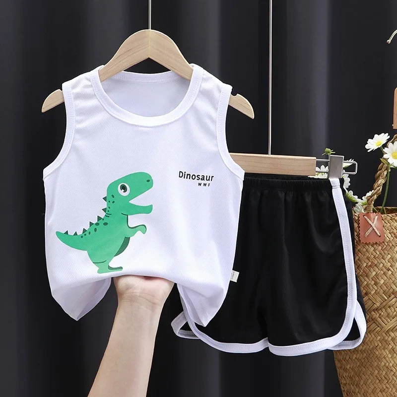 Детский Быстросохнущий Спортивный костюм летняя детская одежда топ без рукавов