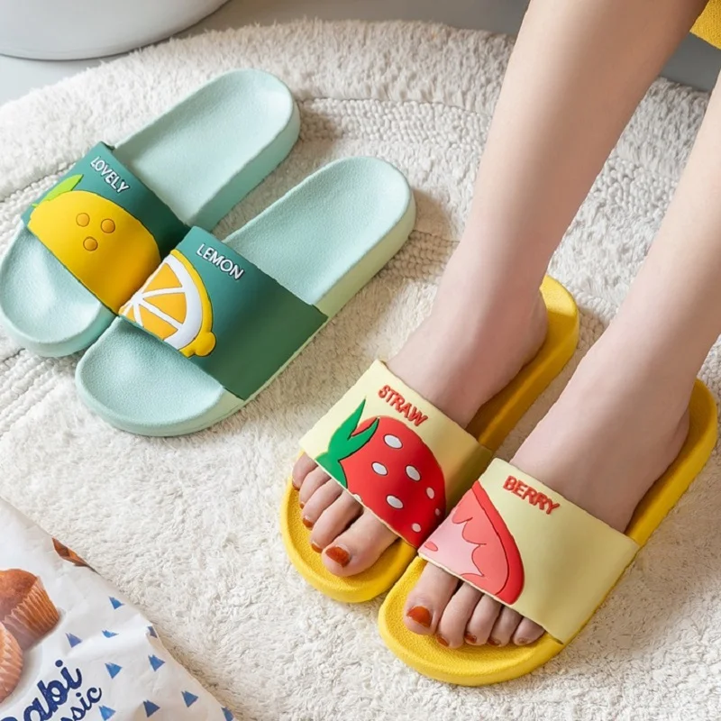 Женские домашние тапочки с фруктами Большие размеры Милая летняя домашняя обувь