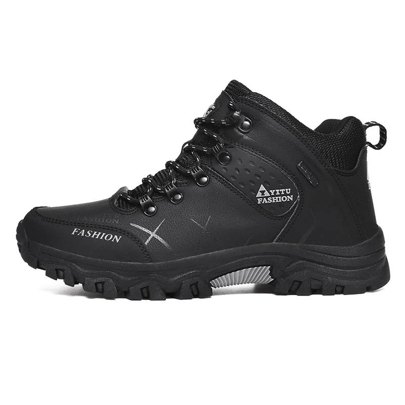 

Winter Leather Ankle Boots Men Casual Shoes Outdoor Waterproof Work Tooling Mens Hiking Boots Sneakers Warm Military Snow Boots