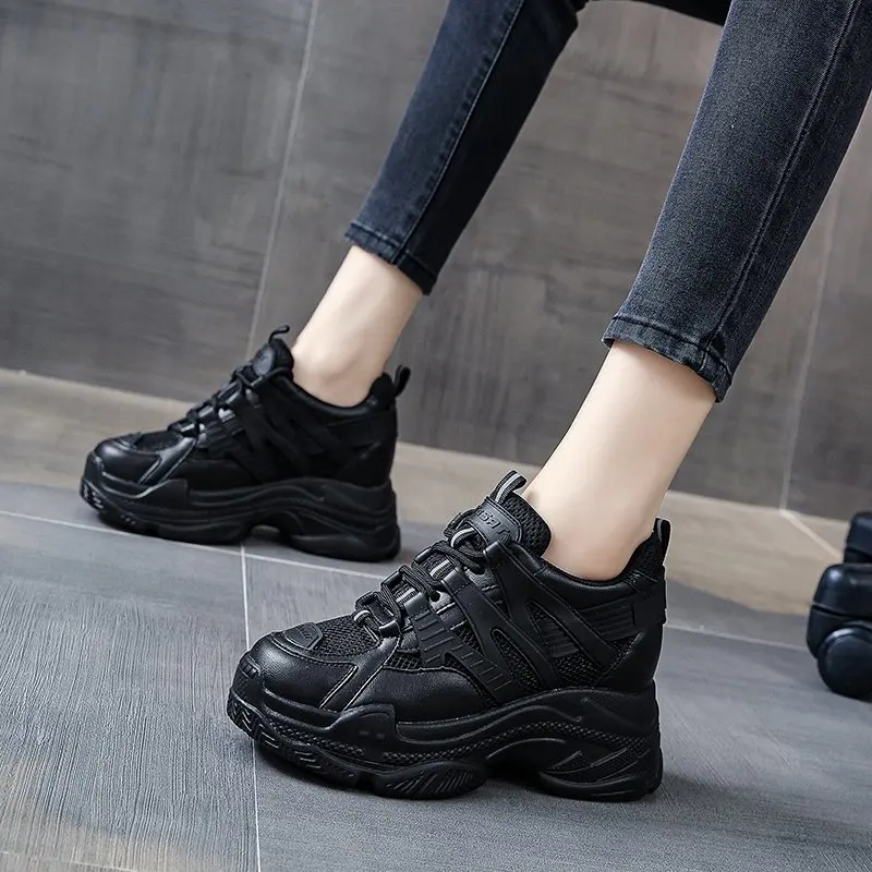 

2021 Summer Woman Fashion Sneakers Chunky Casual Shoes Brand Designers Platform Basket Female 8cm Super High Wedge Shoes Women