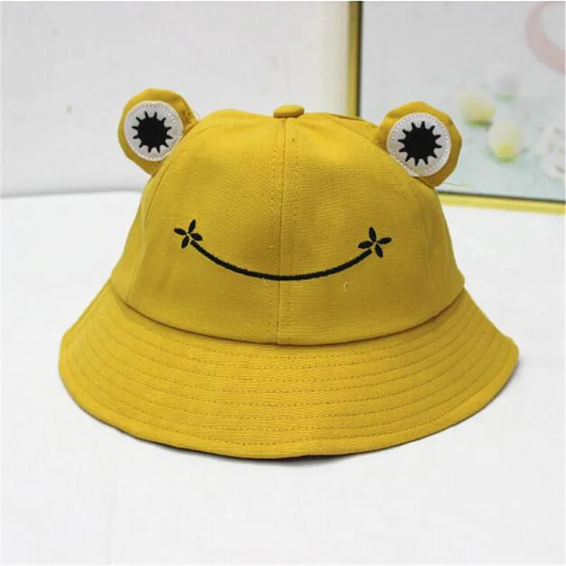 

Summer Bucket Hats Women Frog Fishing Caps Sunscreen Hat Double-Sided Wear Pure Color Top Cap Fisherman Hats Panama Sun Caps