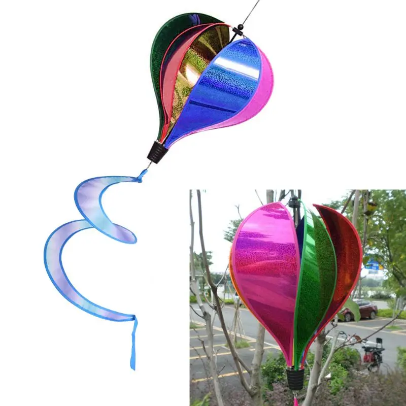 

Colorful Rainbow/Grid Hot Air Balloon Stripe Windsock Wind Spinner Garden Yard Outdoor Decor