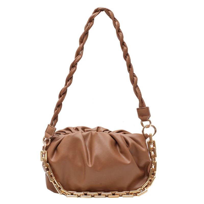 

Solid Color Elegant Female Tote Bag 2021 Fashion Soft Leather Women Designer Handbag Casual Travel Shoulder Messenger Cloud Bag