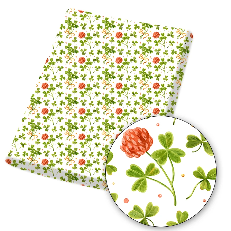 Ткань из полиэстера и хлопка с принтом клевер на день Патрика для шитья | Дом сад