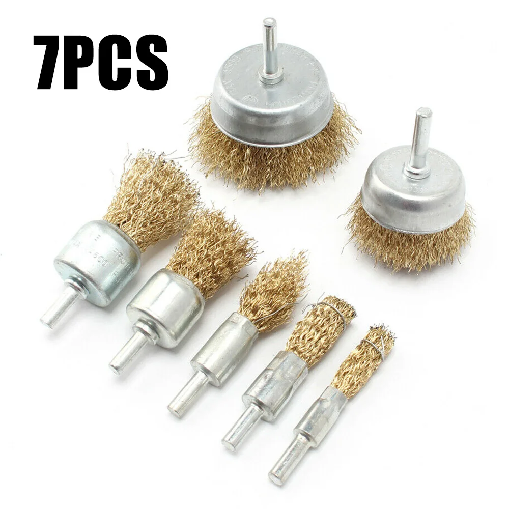 

Supply Wire Brush Parts 7pcs 16-75mm Polishing Copper Bristles Set Rust