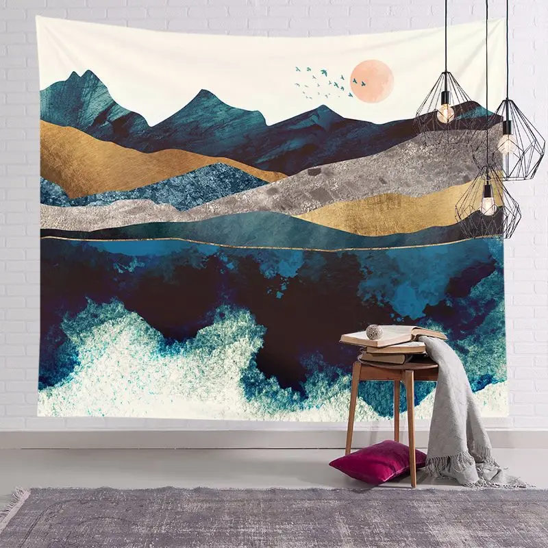 

Modern Minimalist Landscape Tapestry Nordic Ins Restaurant Wall Murals Bedroom Background Cloth Bedside Background Tapestry Home