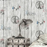 american style retro nostalgic letter tower wooden board wallpaper bar cafe clothing shop personalized stripe wallpaper