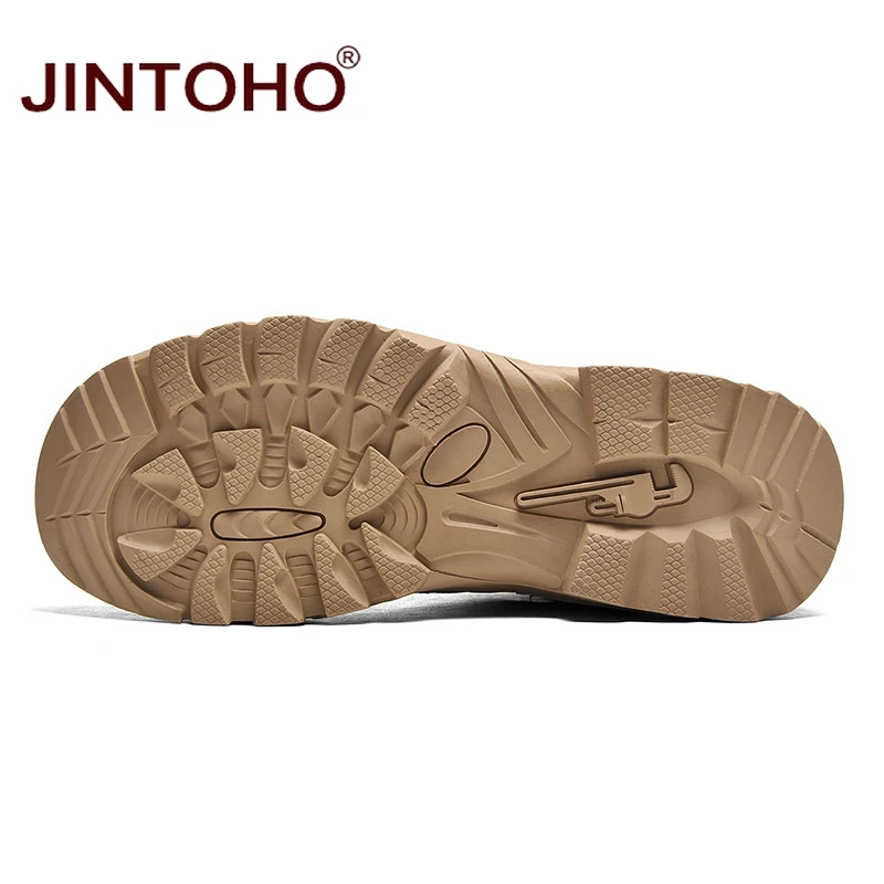 JINTOHO/зимние мужские ботинки из натуральной кожи; рабочие ботинки до середины икры; зимняя обувь из натуральной кожи; мужские ботинки