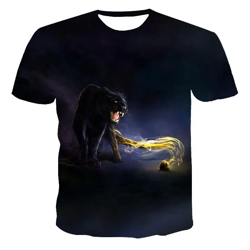 

Black panther printed t-shirt men cool animal panther 3d t shirt anime figure printing short sleeve male boutique summer top