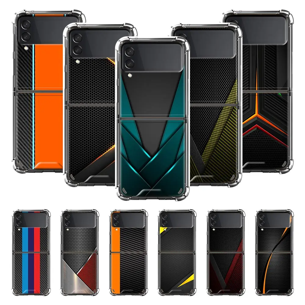 

Airbag Phone Case for Samsung Z Flip3 5G Fold Cover for Galaxy ZFlip 3 Funda For Z Flip3 Luxury Capa Car Carbon Fibre