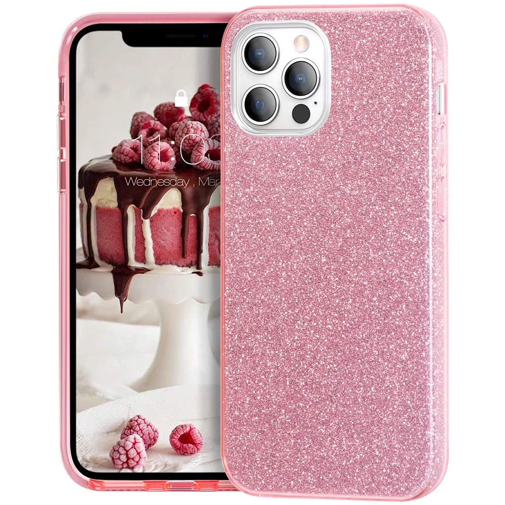 Glitter Phone Case For iPhone 12 Mini 13 11 Pro Max XS X XR 12Pro 8 7 Plus SE 2020 Cute Pink Bling Protective Cover Accessories | Мобильные