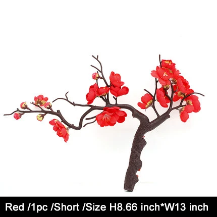 short red 1 шт. красные сливы искусственные цветы для наружной свадьбы украшение цветок зимнее растение для домашнего сада декор - Цвет: short red