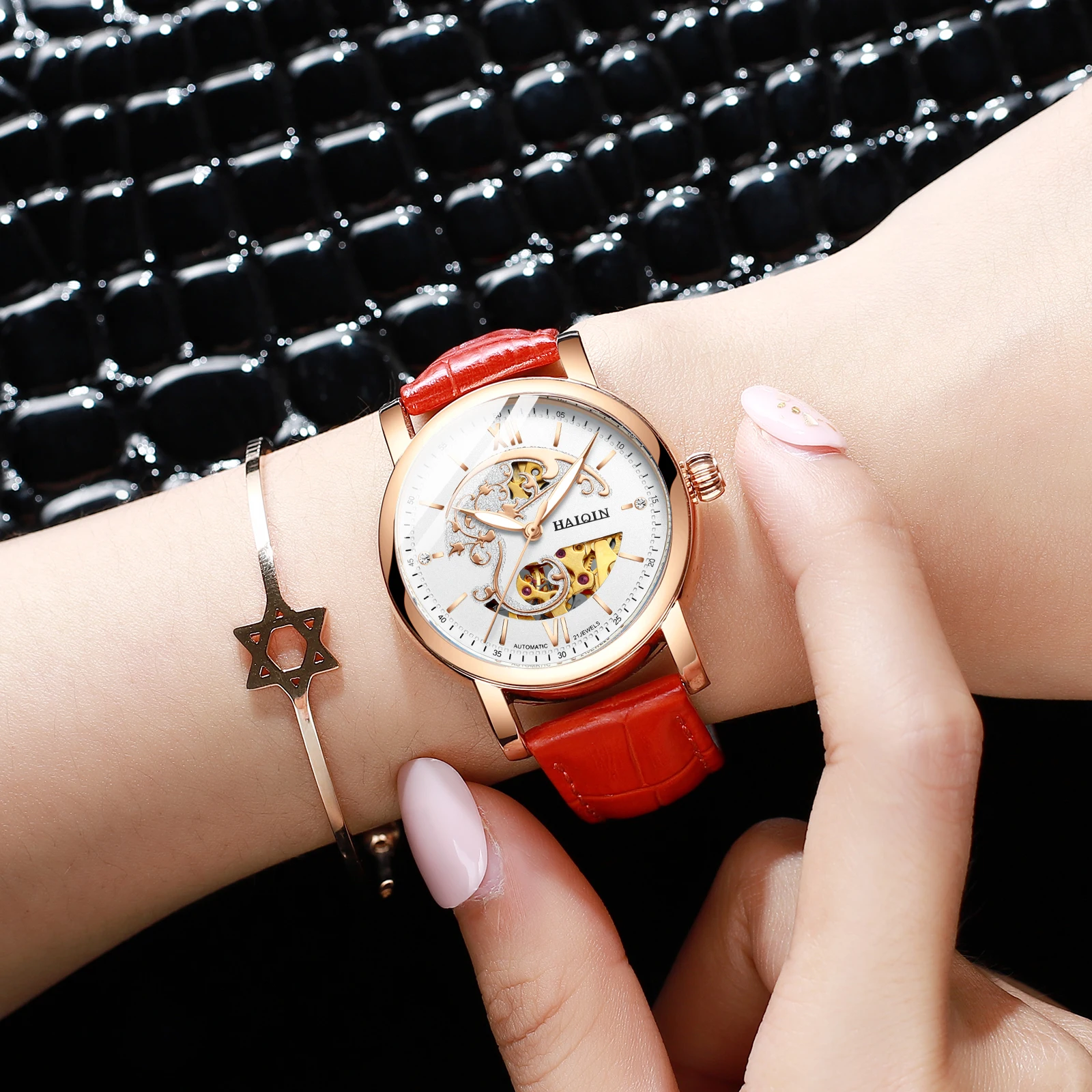 HAIQIN 2019 новые женские механические часы для женщин Роскошные автоматические