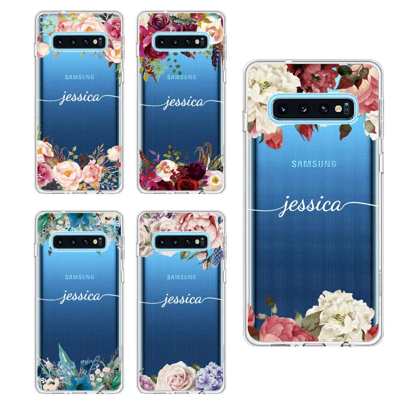 Персонализированный Чехол для телефона с оригинальным именем и цветочной рамкой