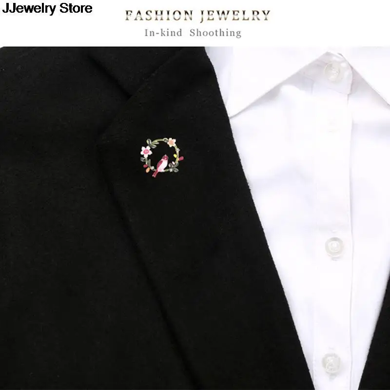 1pc Fashion Animal Bird Wreath Brooch Enamel Flower Lapel Pin And Brooches Buckle 4.6*4.1 Cm | Украшения и аксессуары