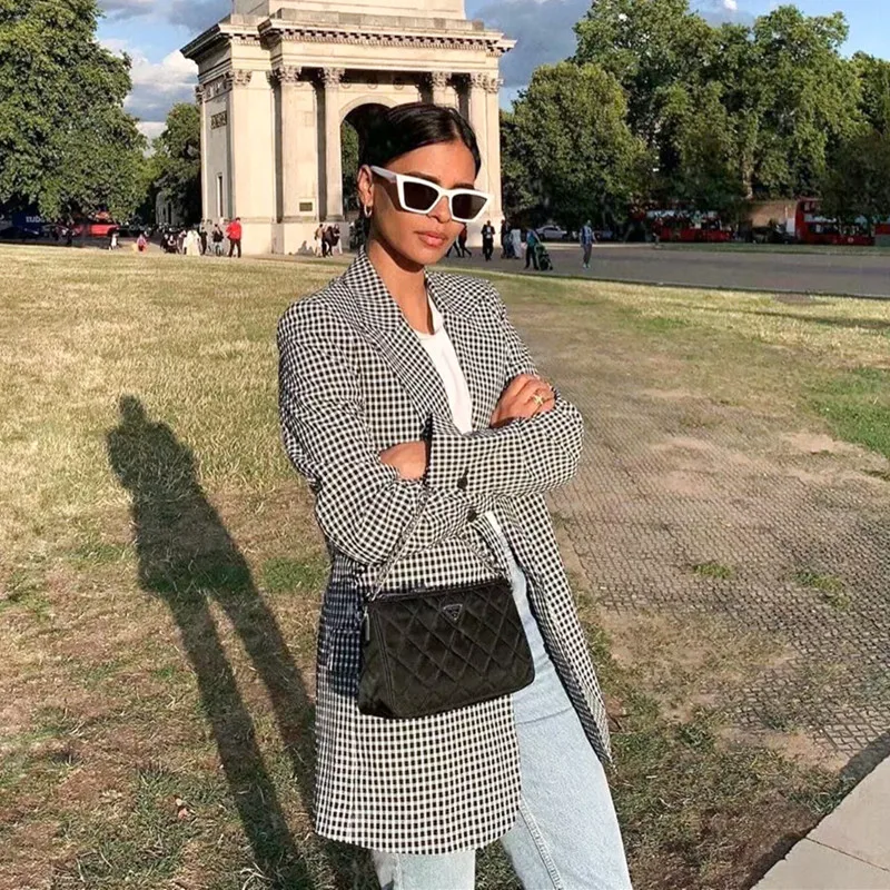 Женский офисный Блейзер BerryGo розовый клетчатый блейзер с длинными рукавами и