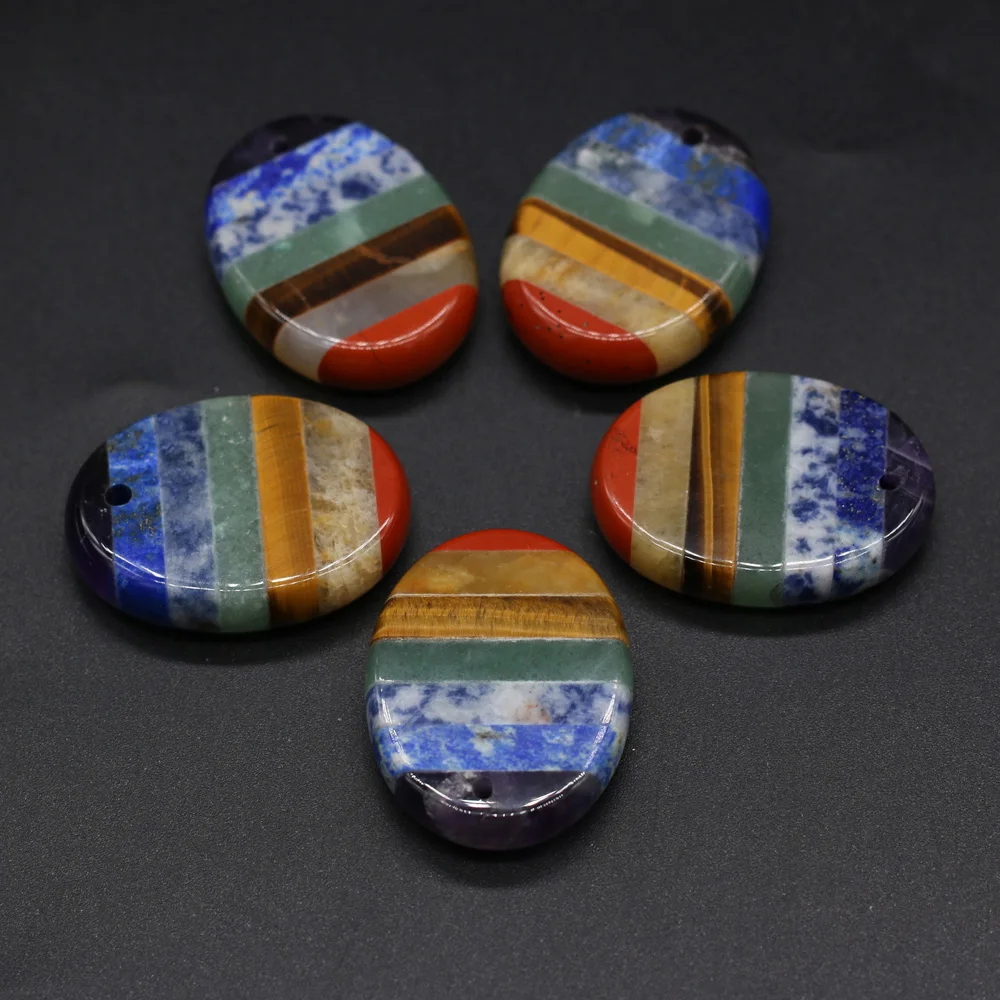 

Natural Stone Pendant Egg-Shaped Scraping Board Aura Healing Gems For DIY Necklace Fine Jewelry 30x40mm