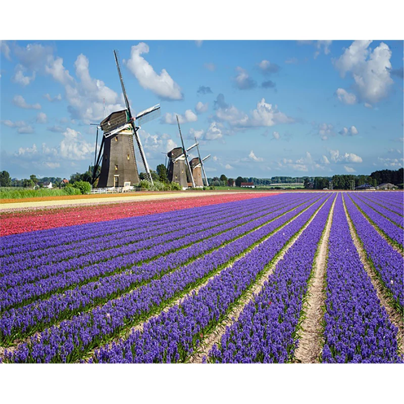 Laeacco Картина на холсте каллиграфия Цветущий Лавандовый фермерский пейзаж