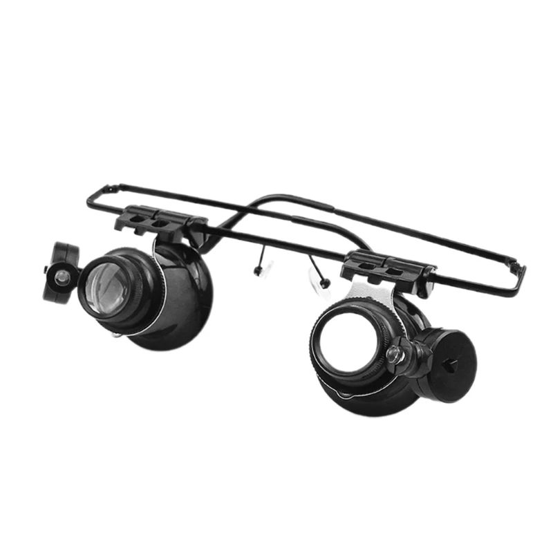 

Оголовье-Лупа E7CD 20X с двойными глазами, Ювелирная Лупа светодиодный светильник кой, подходит для ремонта ювелирных часов и чтения