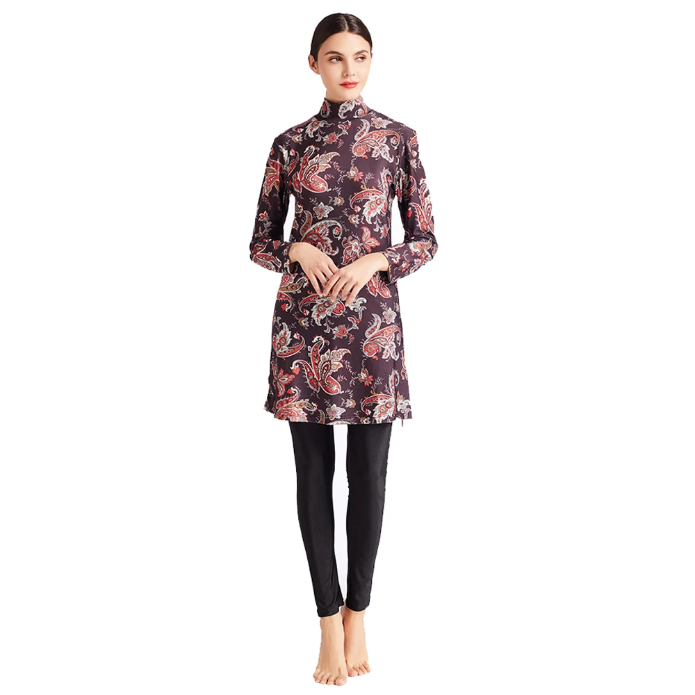 Новая мусульманская женская одежда для плавания с цветочным принтом топы штаны