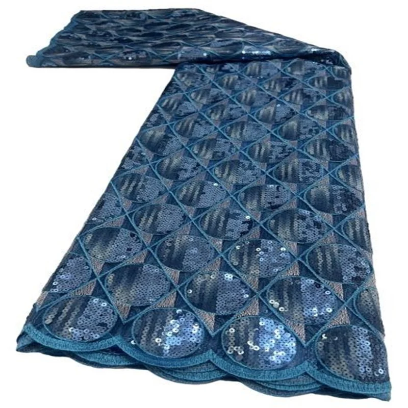 

Синие африканские блестки, кружевная ткань, ткань вышитое кружево в нигерийском стиле, свадебная 2022 Золотая Высококачественная кружевная ф...