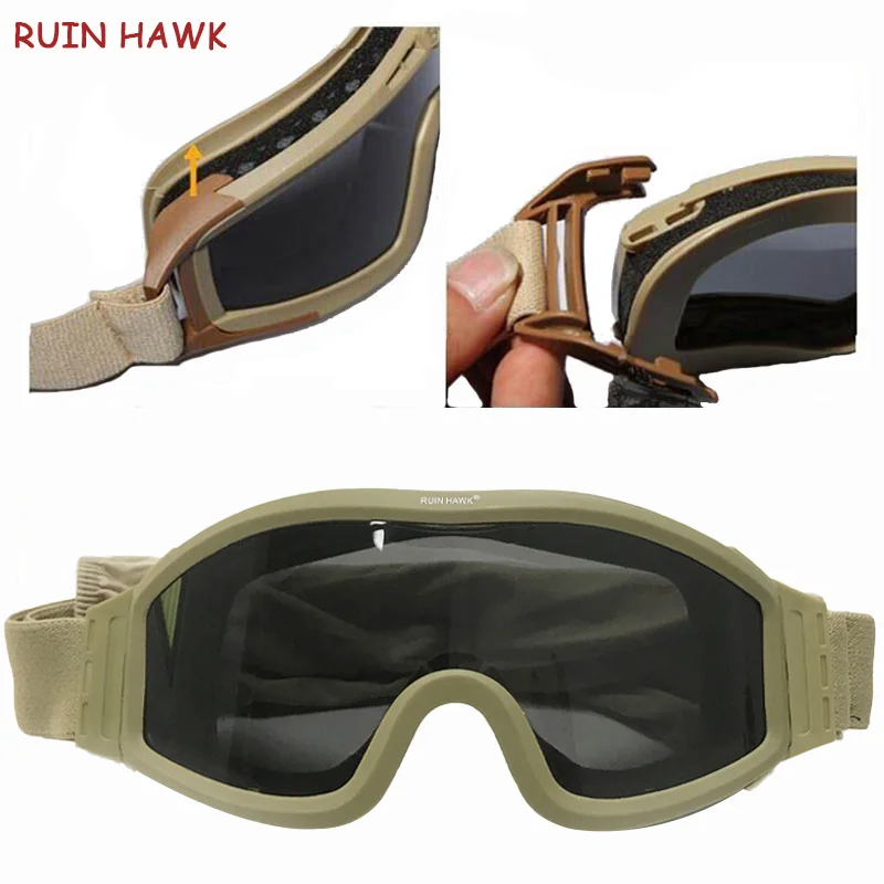 

Military Goggles Sunglasses Men Cs Game Tactical Glasses Outdoor Sports Hiking Shooting Hunting Glasses Windproof Dustproof UV