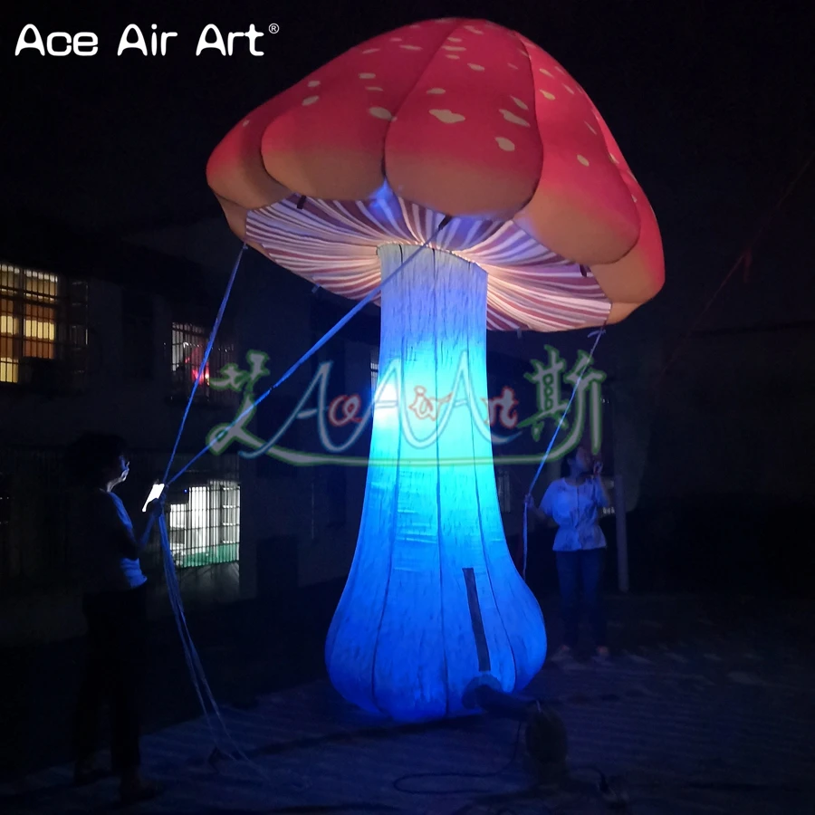 Свободные стоячие гигантские светодиодные надувные грибы прямые/кривые модели
